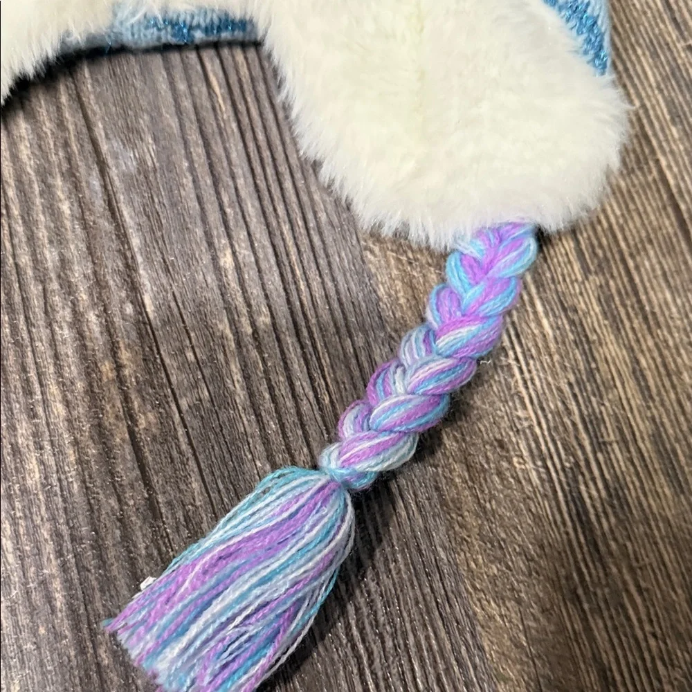 Skechers Mermaid Kids Hat with Pom Poms - Blue and White